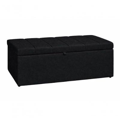 Recamier Calçadeira Baú Carla Para Quarto Cama Casal 140 Cm Suede Preto Do Lar Móveis E Decoração