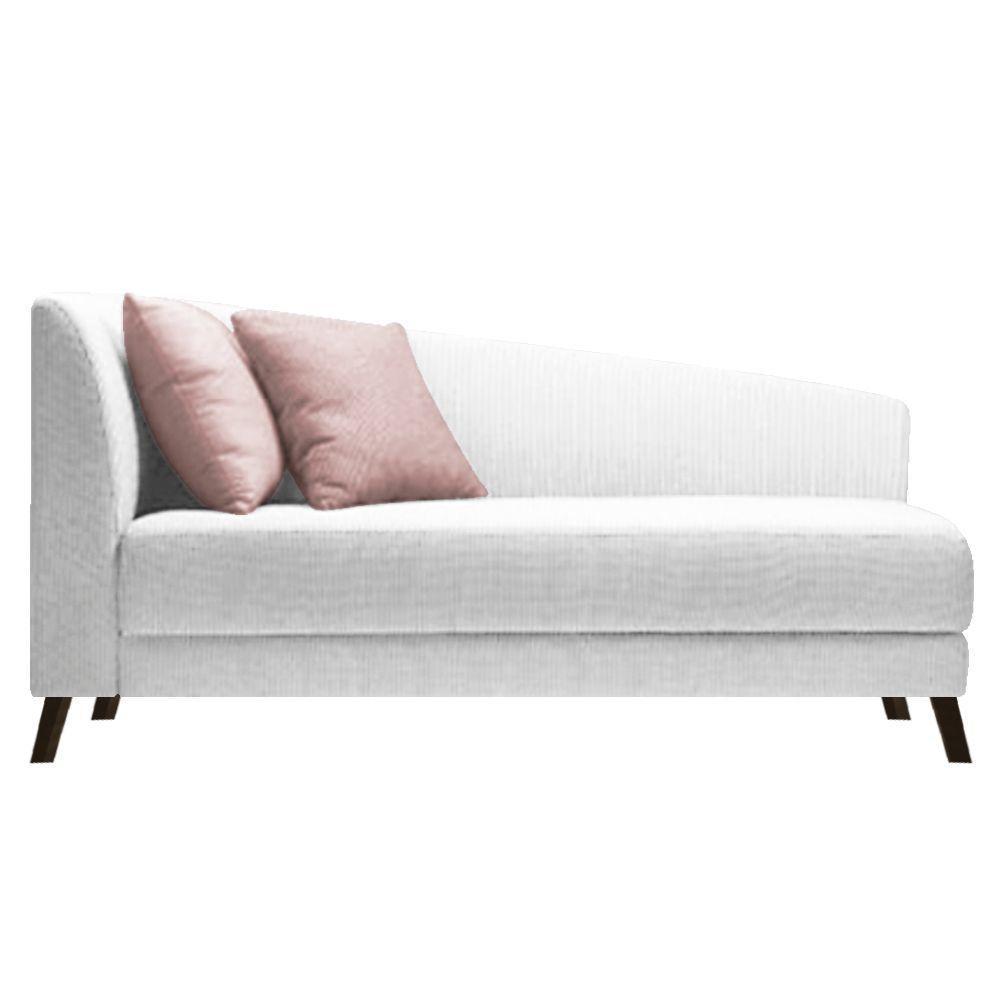 Recamier Heitor 160cm Com Almofada Lado Direito Suede Cor Branco/rosê - 1