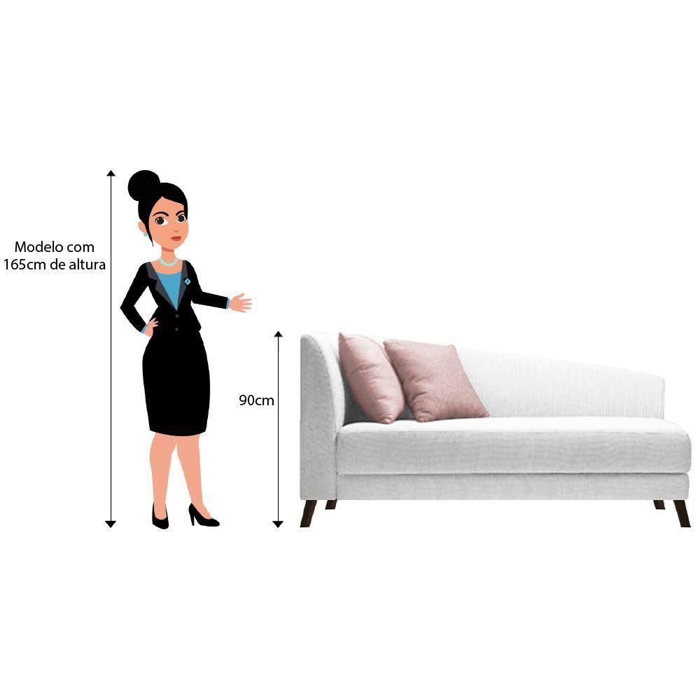 Recamier Heitor 160cm Com Almofada Lado Direito Suede Cor Branco/rosê - 2