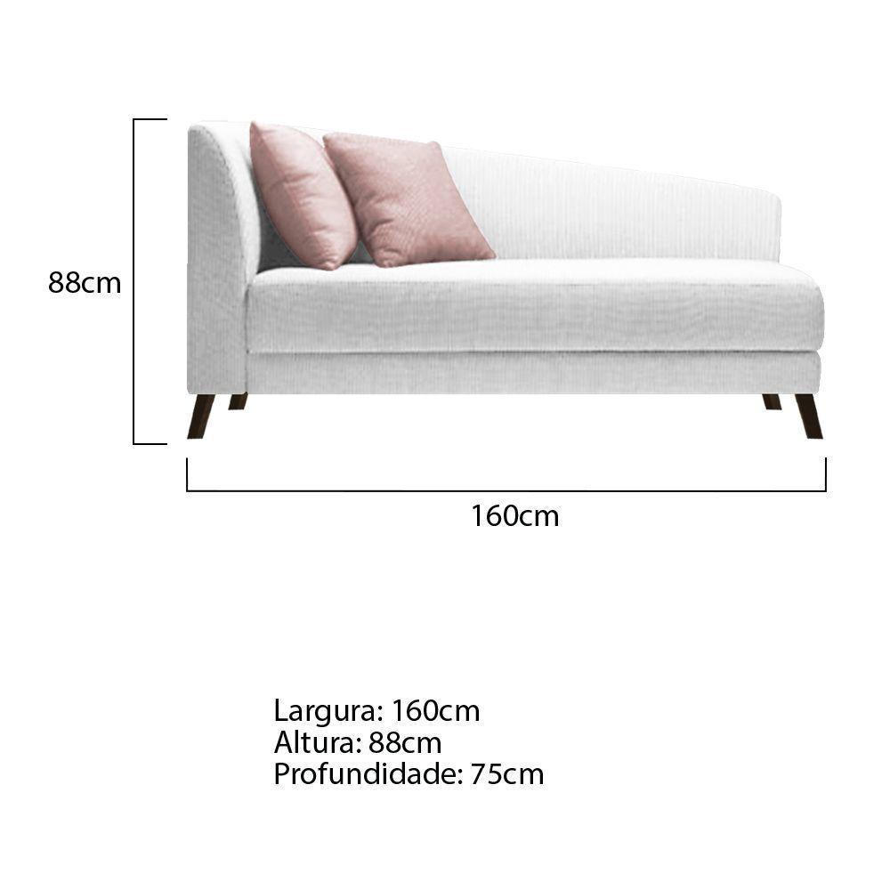 Recamier Heitor 160cm Com Almofada Lado Direito Suede Cor Branco/rosê - 5