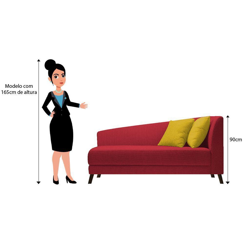 Recamier Heitor 140cm Com Almofada Lado Esquerdo Suede Cor Vermelho/amarelo - 4