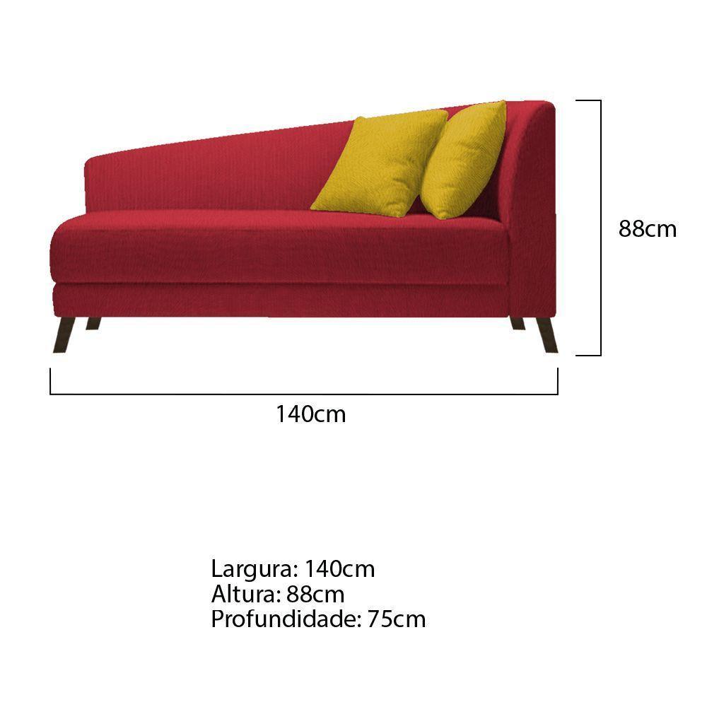 Recamier Heitor 140cm Com Almofada Lado Esquerdo Suede Cor Vermelho/amarelo - 5