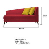 Recamier Heitor 140cm Com Almofada Lado Esquerdo Suede Cor Vermelho/amarelo - 5