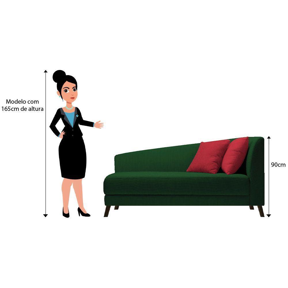 Recamier Heitor 140cm Com Almofada Lado Esquerdo Suede Cor Verde/vermelho - 4