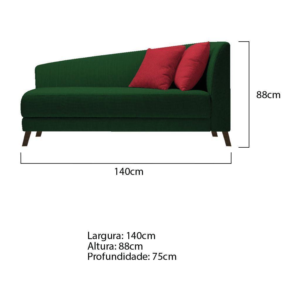 Recamier Heitor 140cm Com Almofada Lado Esquerdo Suede Cor Verde/vermelho - 5