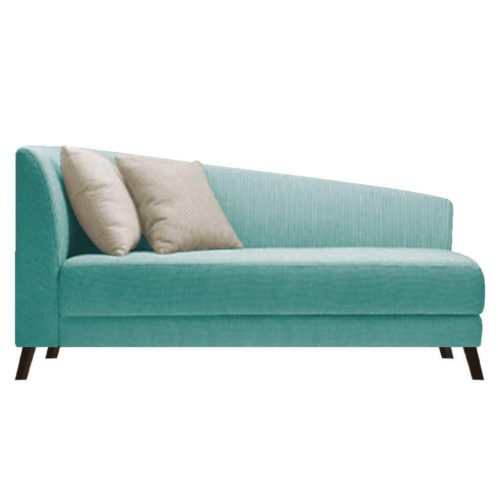 Recamier Heitor 160cm Com Almofada Lado Direito Suede Cor Azul Tiffany/bege - 1