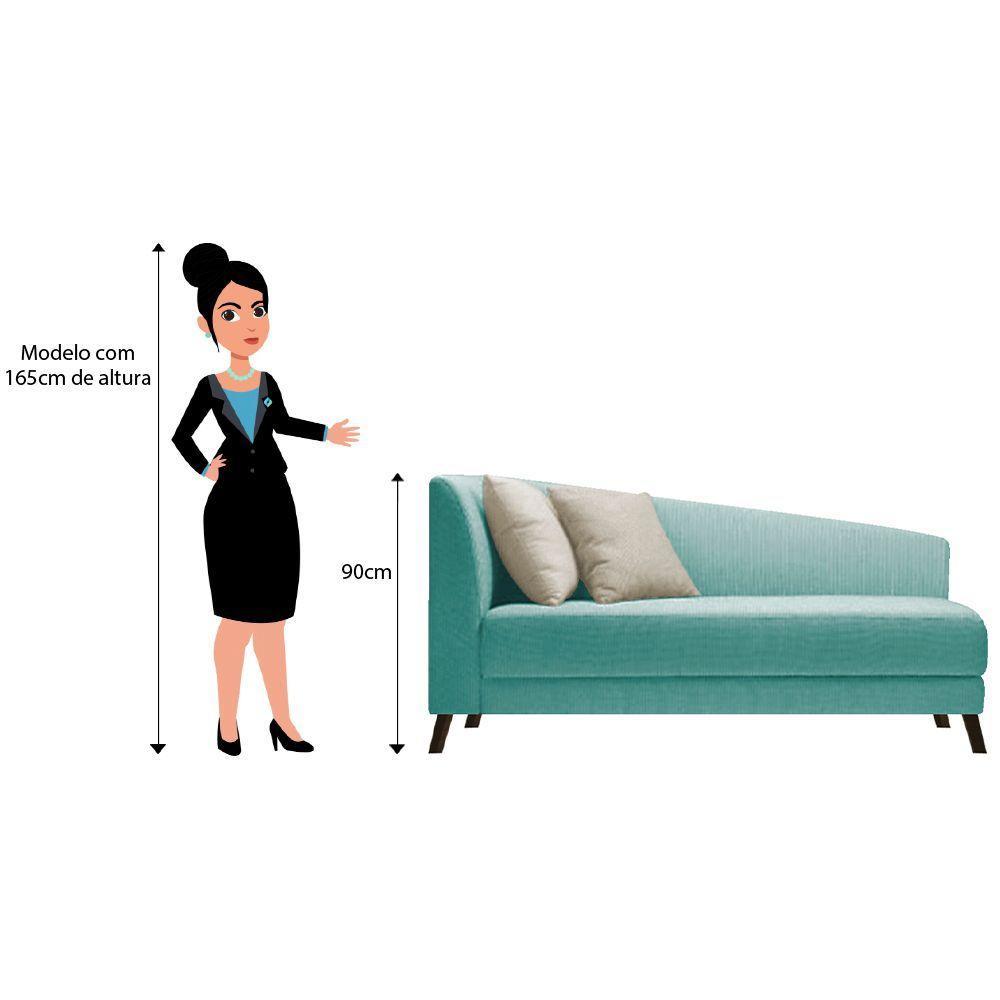 Recamier Heitor 160cm Com Almofada Lado Direito Suede Cor Azul Tiffany/bege - 4