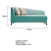 Recamier Heitor 160cm Com Almofada Lado Direito Suede Cor Azul Tiffany/bege - 5