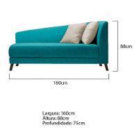 Recamier Heitor 160cm Com Almofada Lado Esquerdo Suede Cor Azul Turquesa/bege - 5