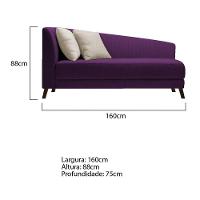 Recamier Heitor 160cm Com Almofada Lado Direito Suede Cor Roxo/bege - 5