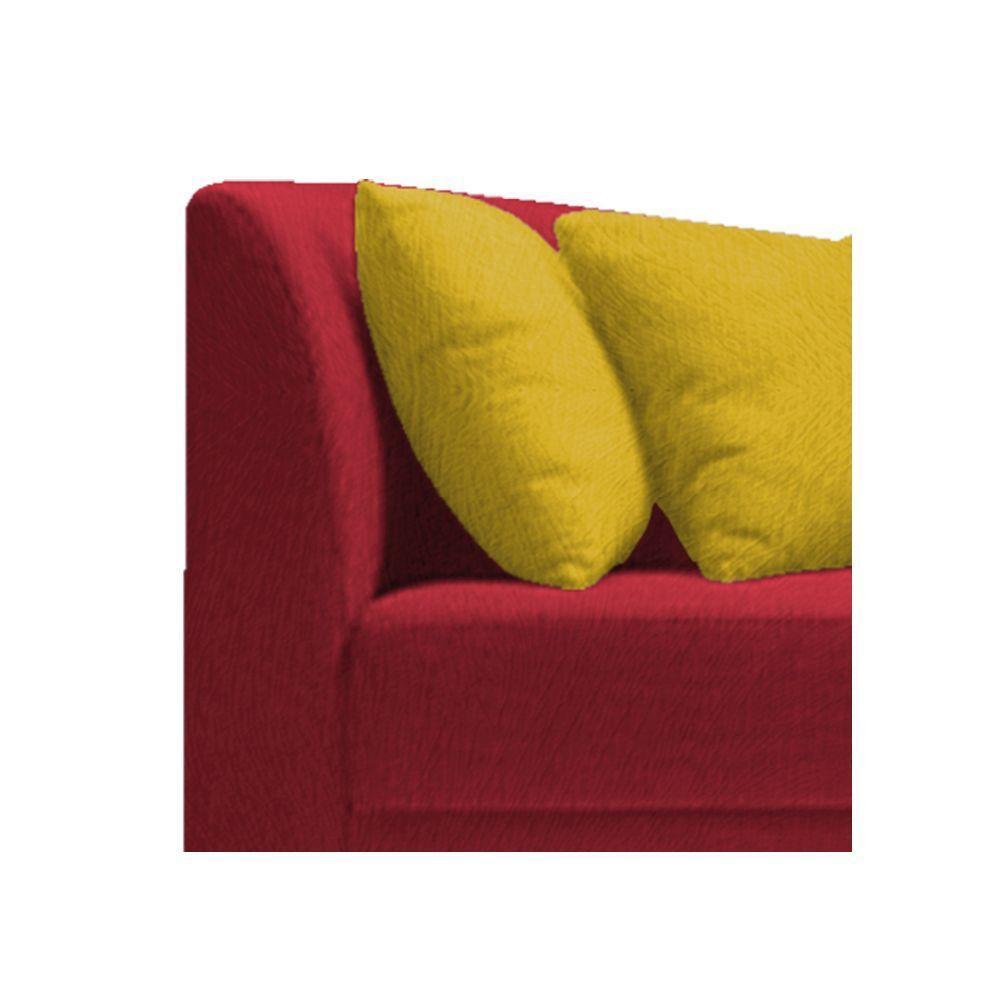 Recamier Heitor 160cm Com Almofada Lado Direito Suede Cor Vermelho/amarelo - 3