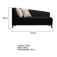 Recamier Heitor 160cm Com Almofada Lado Direito Suede Cor Preto/bege - 5