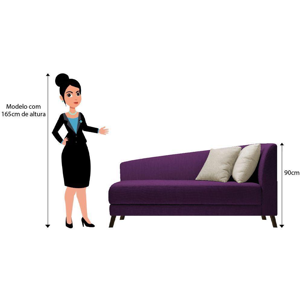 Recamier Heitor 140cm Com Almofada Lado Esquerdo Suede Cor Roxo/bege - 4