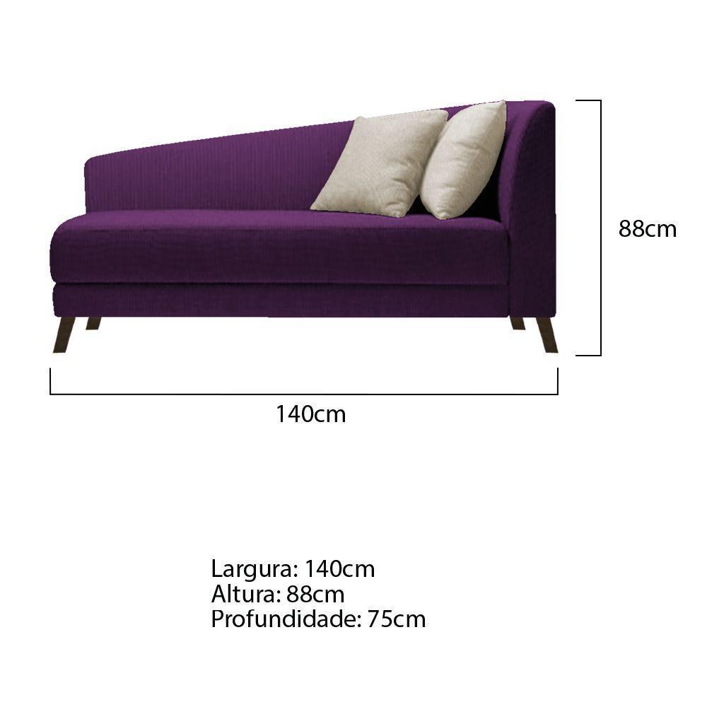 Recamier Heitor 140cm Com Almofada Lado Esquerdo Suede Cor Roxo/bege - 5