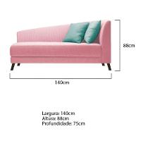 Recamier Heitor 140cm Com Almofada Lado Esquerdo Suede Cor Rosa Bebê/tiffany - 8