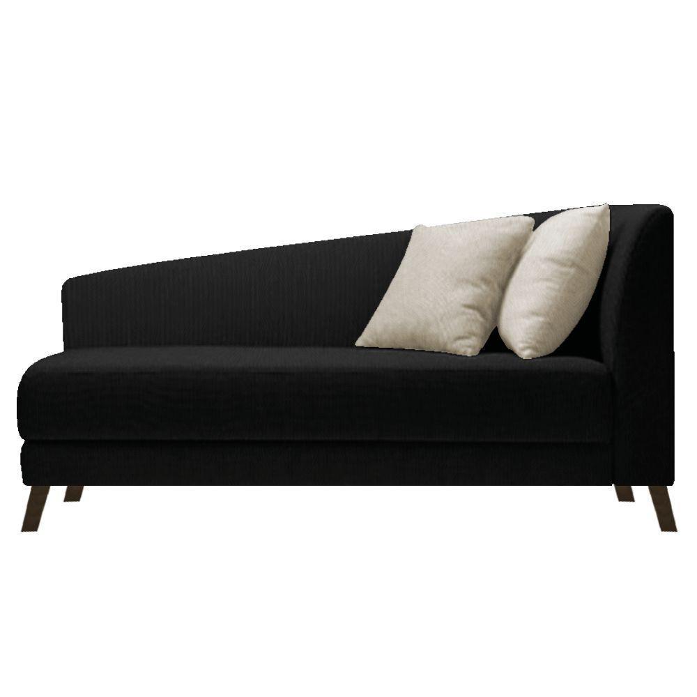 Recamier Heitor 140cm Com Almofada Lado Esquerdo Suede Cor Preto/bege - 1