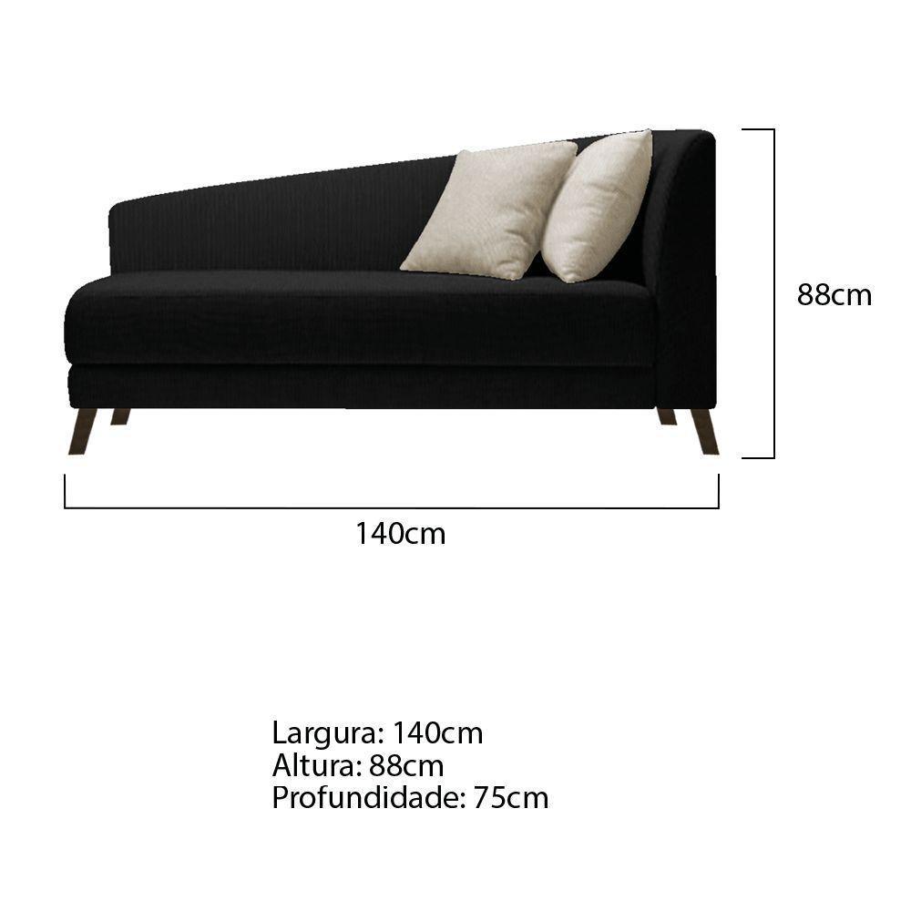 Recamier Heitor 140cm Com Almofada Lado Esquerdo Suede Cor Preto/bege - 5