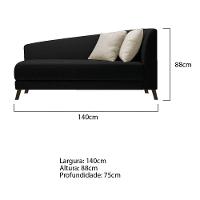Recamier Heitor 140cm Com Almofada Lado Esquerdo Suede Cor Preto/bege - 5