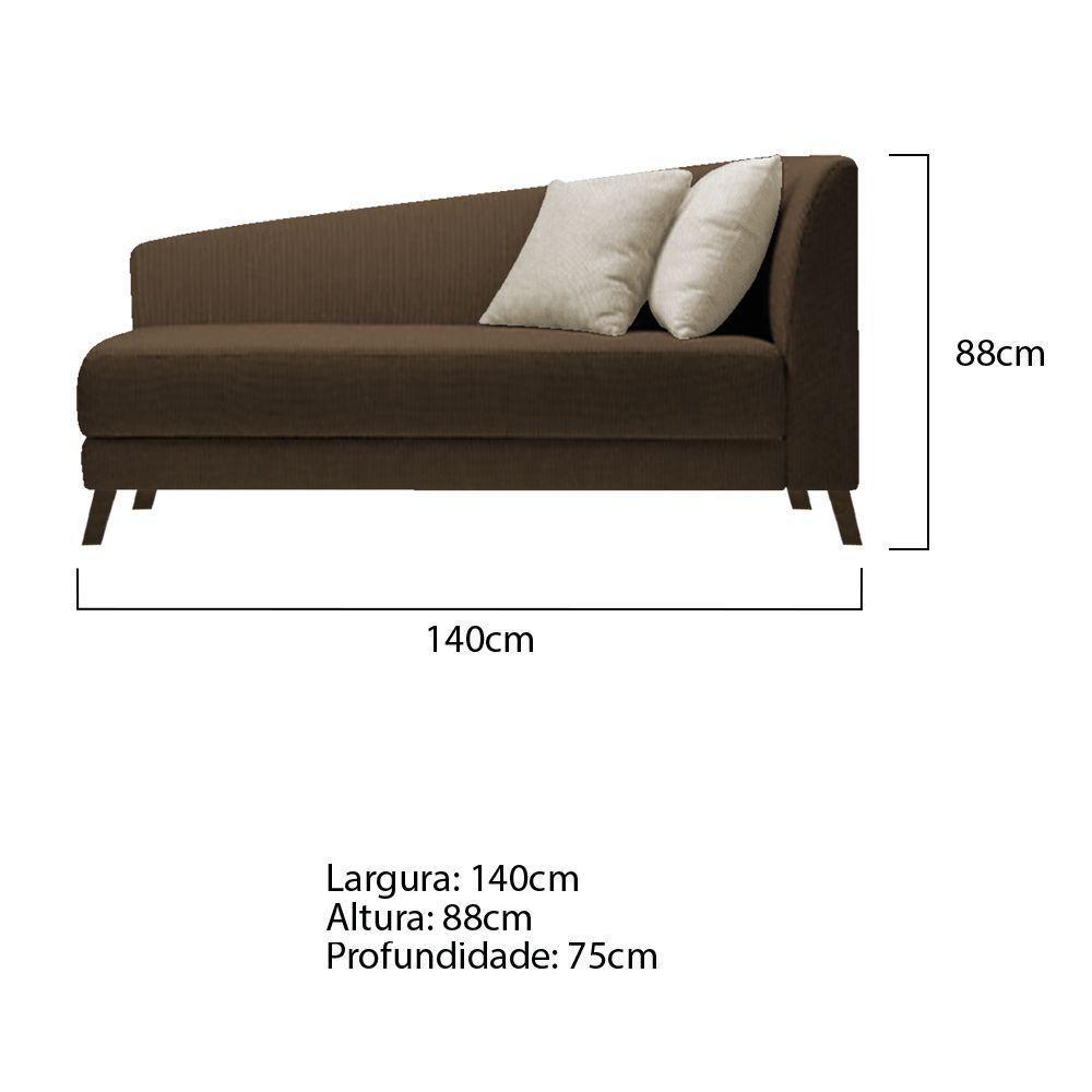 Recamier Heitor 140cm Com Almofada Lado Esquerdo Suede Cor Marrom/bege - 5