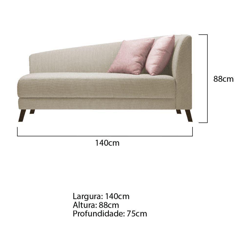 Recamier Heitor 140cm Com Almofada Lado Esquerdo Suede Cor Begê/rosê - 5