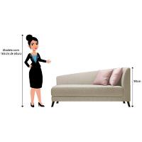 Recamier Heitor 140cm Com Almofada Lado Esquerdo Suede Cor Begê/rosê