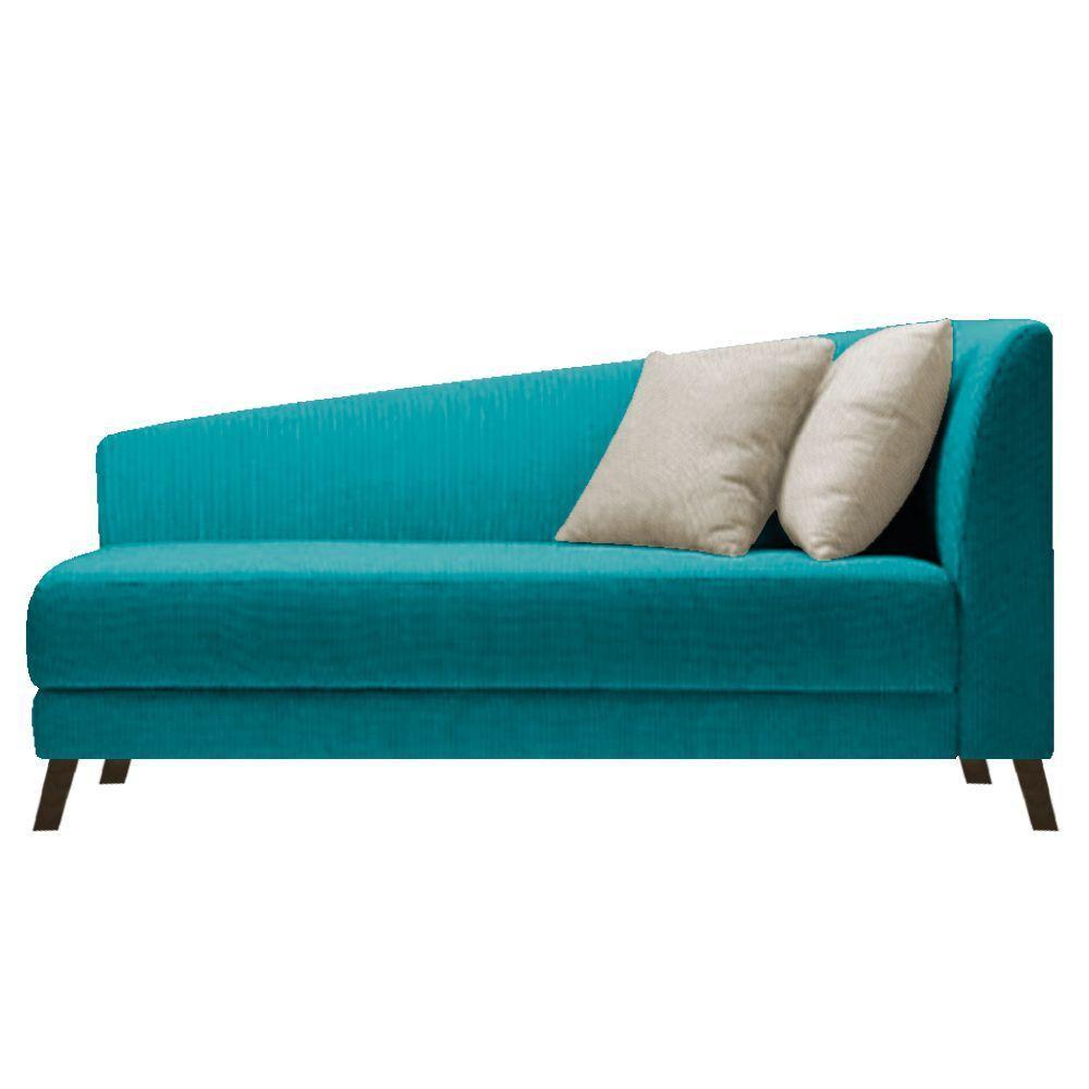 Recamier Heitor 140cm Com Almofada Lado Esquerdo Suede Cor Azul Turquesa/bege - 1