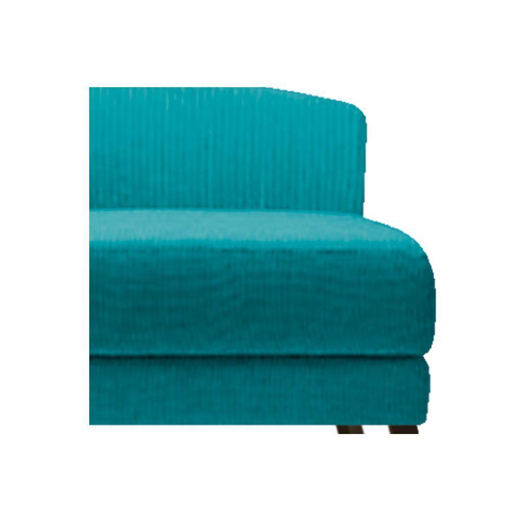 Recamier Heitor 140cm Com Almofada Lado Esquerdo Suede Cor Azul Turquesa/bege - 2
