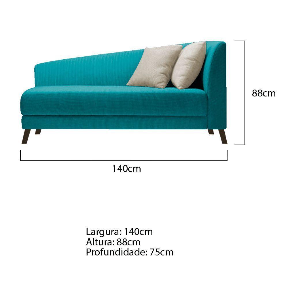 Recamier Heitor 140cm Com Almofada Lado Esquerdo Suede Cor Azul Turquesa/bege - 5