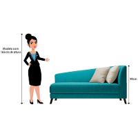 Recamier Heitor 140cm Com Almofada Lado Esquerdo Suede Cor Azul Turquesa/bege