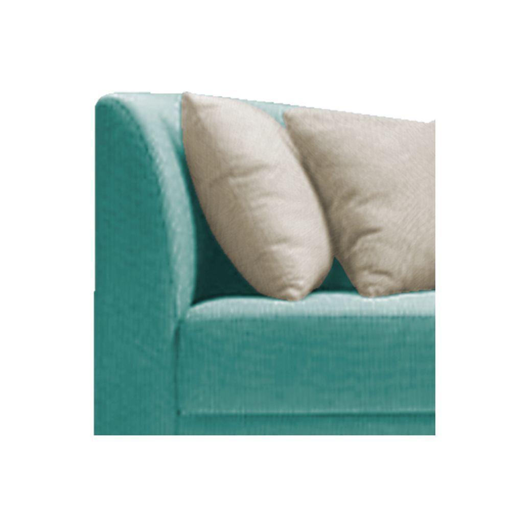 Recamier Heitor 140cm Com Almofada Lado Esquerdo Suede Cor Azul Tiffany/bege - 3