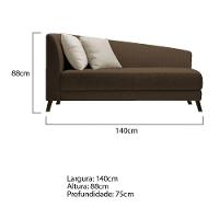 Recamier Heitor 140cm Com Almofada Lado Direito Suede Cor Marrom/bege - 5