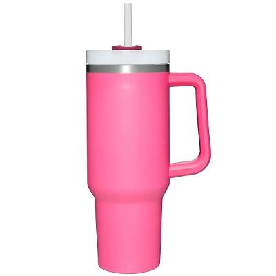 Copo Térmico Estilo Quencher 1200ml Inox Portátil Canudo rosa