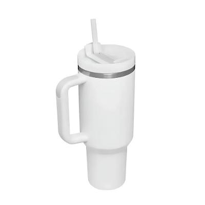Copo Térmico Estilo Quencher 1200ml Inox Portátil Canudo branco