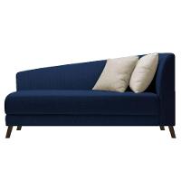 Recamier Heitor 140cm Com Almofada Lado Esquerdo Suede Cor Azul Marinho/bege - 1