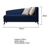 Recamier Heitor 140cm Com Almofada Lado Esquerdo Suede Cor Azul Marinho/bege - 5