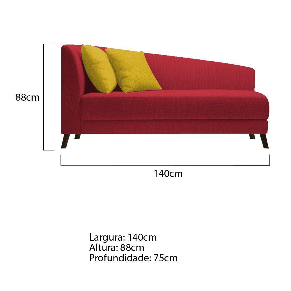 Recamier Heitor 140cm Com Almofada Lado Direito Suede Cor Vermelho/amarelo - 5