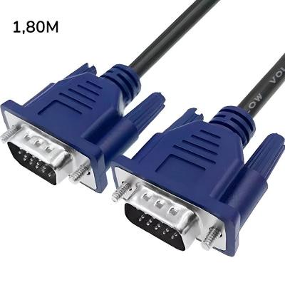 Cabo Vga Macho Para Macho Monitor Vídeo Extensor 1,80m - Imagem Nítida E Conexão Estável