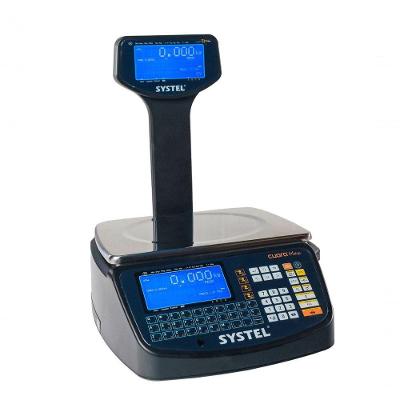 Balança Systel Cuora Max Torre Preta 30kg Com Impressora Integrada