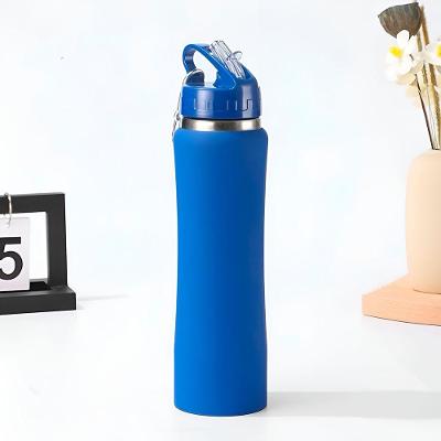 Garrafa Térmica De Bico Canudo Chaveiro 750ml Aço Inox azul