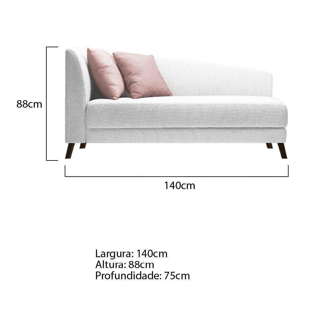 Recamier Heitor 140cm Com Almofada Lado Direito Suede Cor Branco/rosê - 5