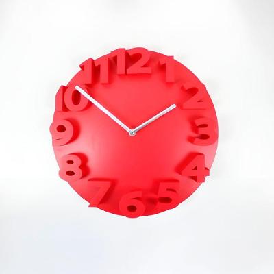 Relógio De Parede 3d 30cm Vermelho – Design Moderno E Minimalista Com Números Grandes Sala Quarto