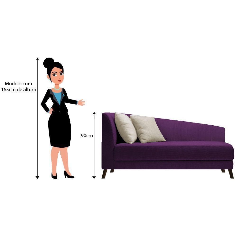 Recamier Heitor 140cm Com Almofada Lado Direito Suede Cor Roxo/bege - 4