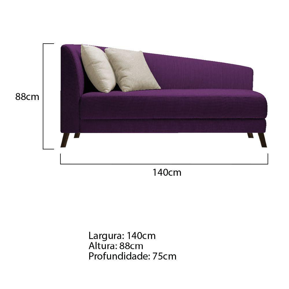 Recamier Heitor 140cm Com Almofada Lado Direito Suede Cor Roxo/bege - 5