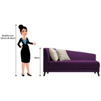 Recamier Heitor 140cm Com Almofada Lado Direito Suede Cor Roxo/bege