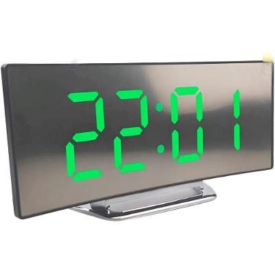 Relógio Digital De Mesa Curvado Espelhado Despertador - Moderno E Minimalista