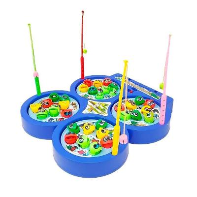 Brinquedo Pescaria Pega Peixe 32 Peixes 4 Varas Coloridos - Jogo De Pescaria Infantil Com Som