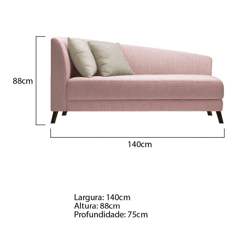 Recamier Heitor 140cm Com Almofada Lado Direito Suede Cor Rosê/bege - 5