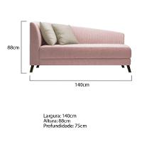 Recamier Heitor 140cm Com Almofada Lado Direito Suede Cor Rosê/bege - 5