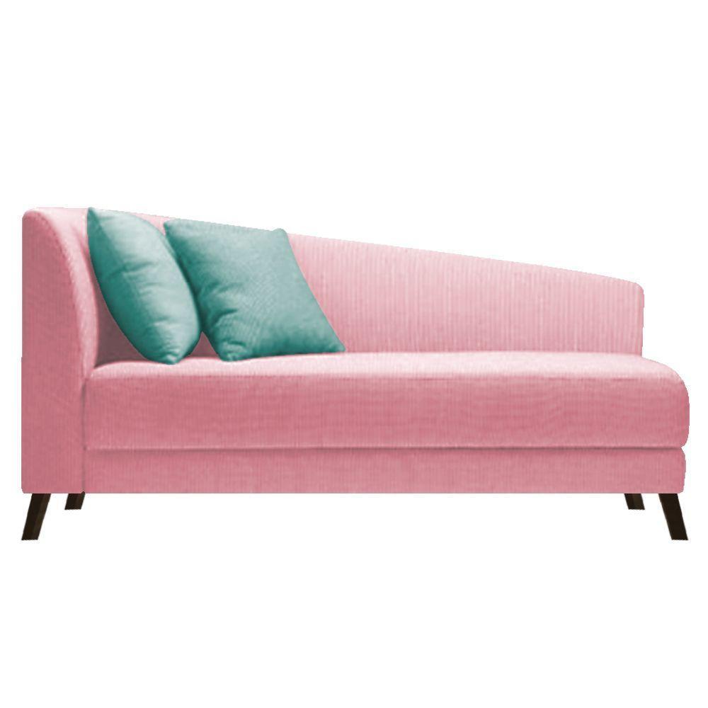 Recamier Heitor 140cm Com Almofada Lado Direito Suede Cor Rosa Bebê/tiffany - 1