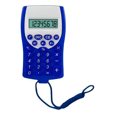 Mini Calculadora De Bolso Cordão 8 Dígitos Cálculo azul